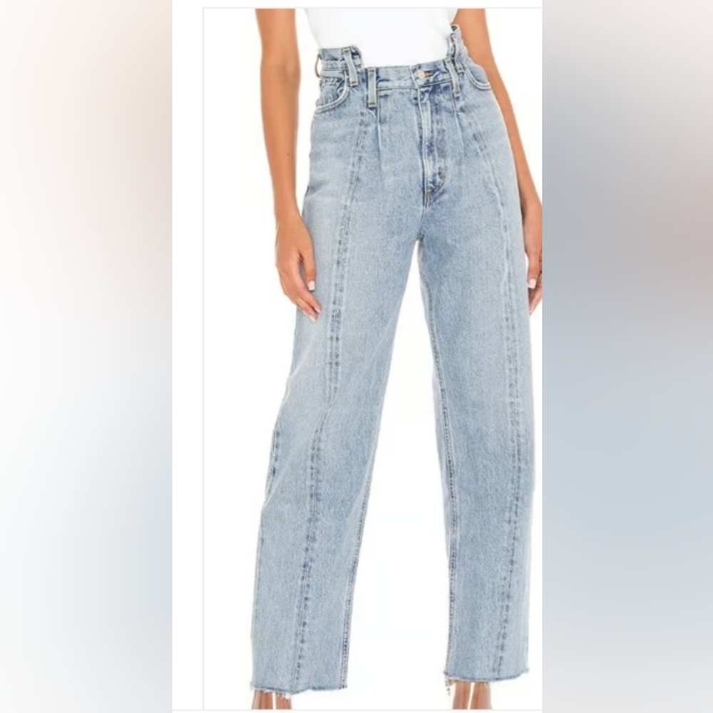 AGOLDE Light Wash Pleated Pieced Flare Jeans High Rise Size 32